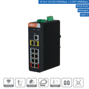 Dahua - IS4210-8GT-120 - Switch - 8 PoE-GB - 2 SFP | CLS Security