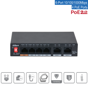 Dahua - PFS3006-4GT-60-V2 - Switch - 4 PoE-GB | CLS Security
