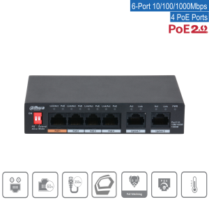 Dahua - PFS3006-4GT-60-V2 - Switch - 4 PoE-GB