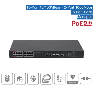Dahua - PFS4218-16ET-240-V3 - Switch - 16 PoE